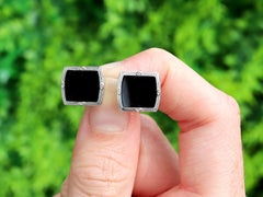 Antique Art Deco Black Onyx and Yellow Gold Platinum Set Cufflinks