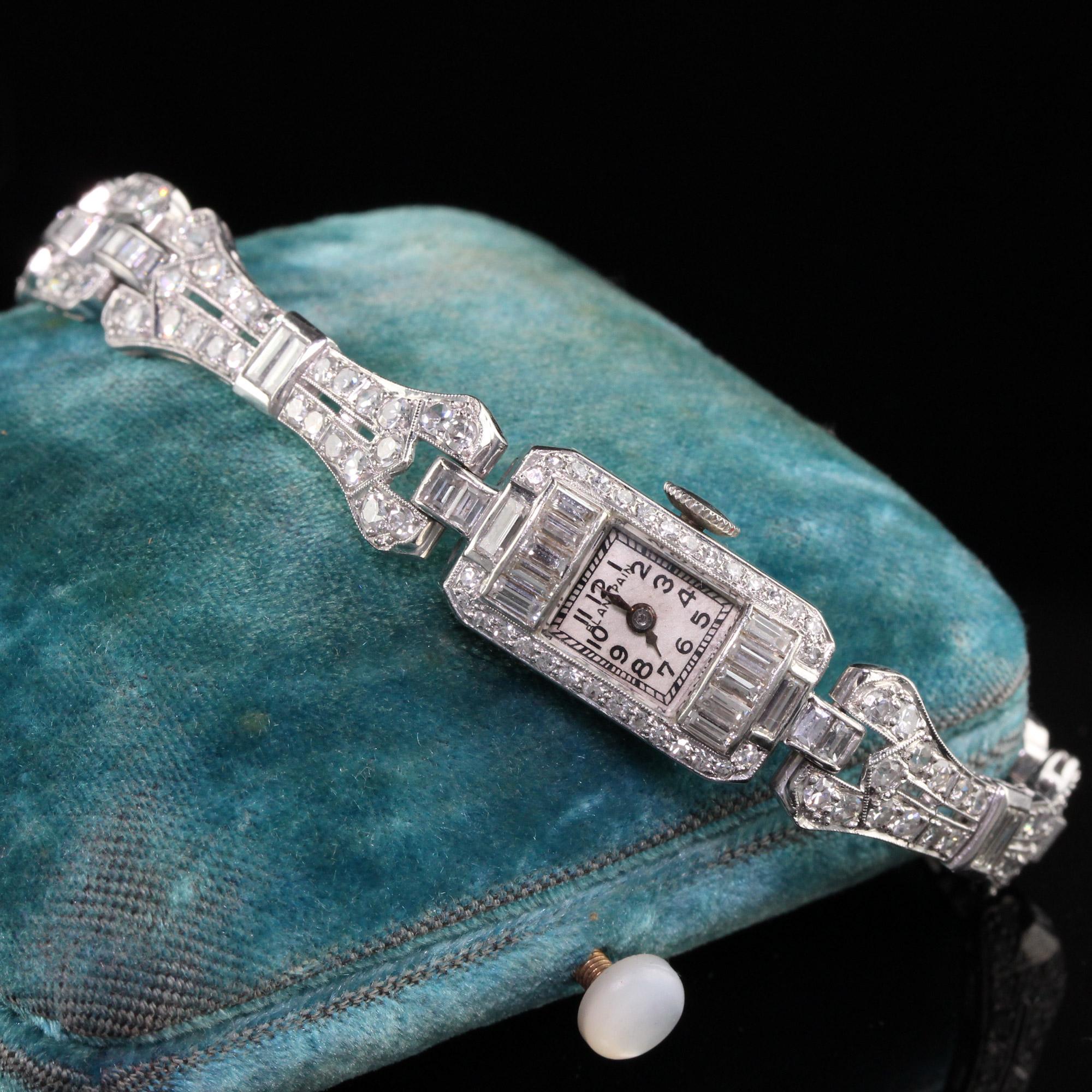 Beautiful Antique Art Deco Blancpain Old Cut Diamond Baguette Ladies Dress Watch. This incredible art deco Blancpain watch is all original and in great condition. It has recently been serviced and works well. The entire watch and bracelet has