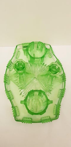 Antique Art Deco Bohemian Uranium Glass Set