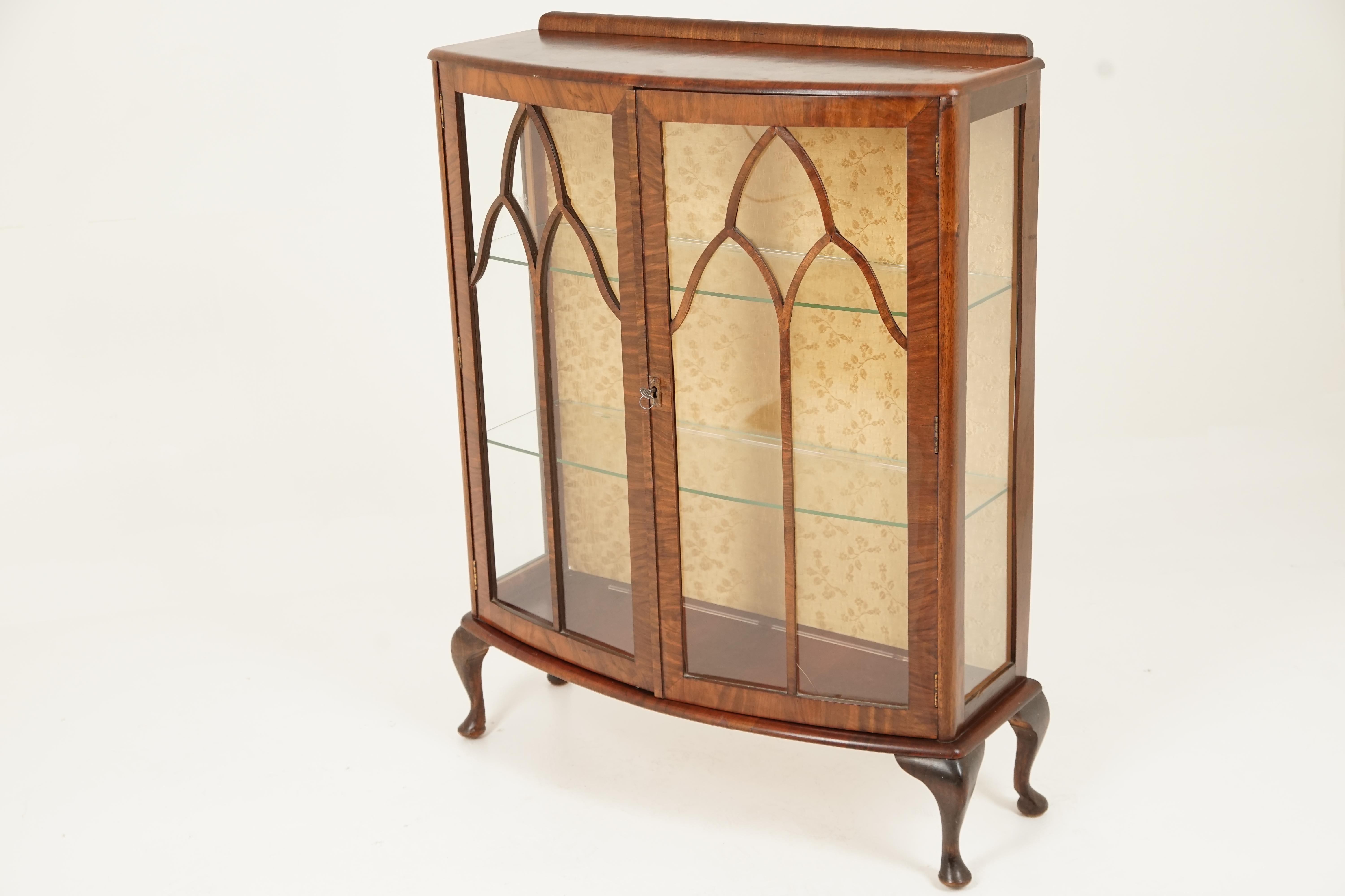 Antique Art Deco Bow Front China, Display Cabinet, Scotland 1930, B2735 2