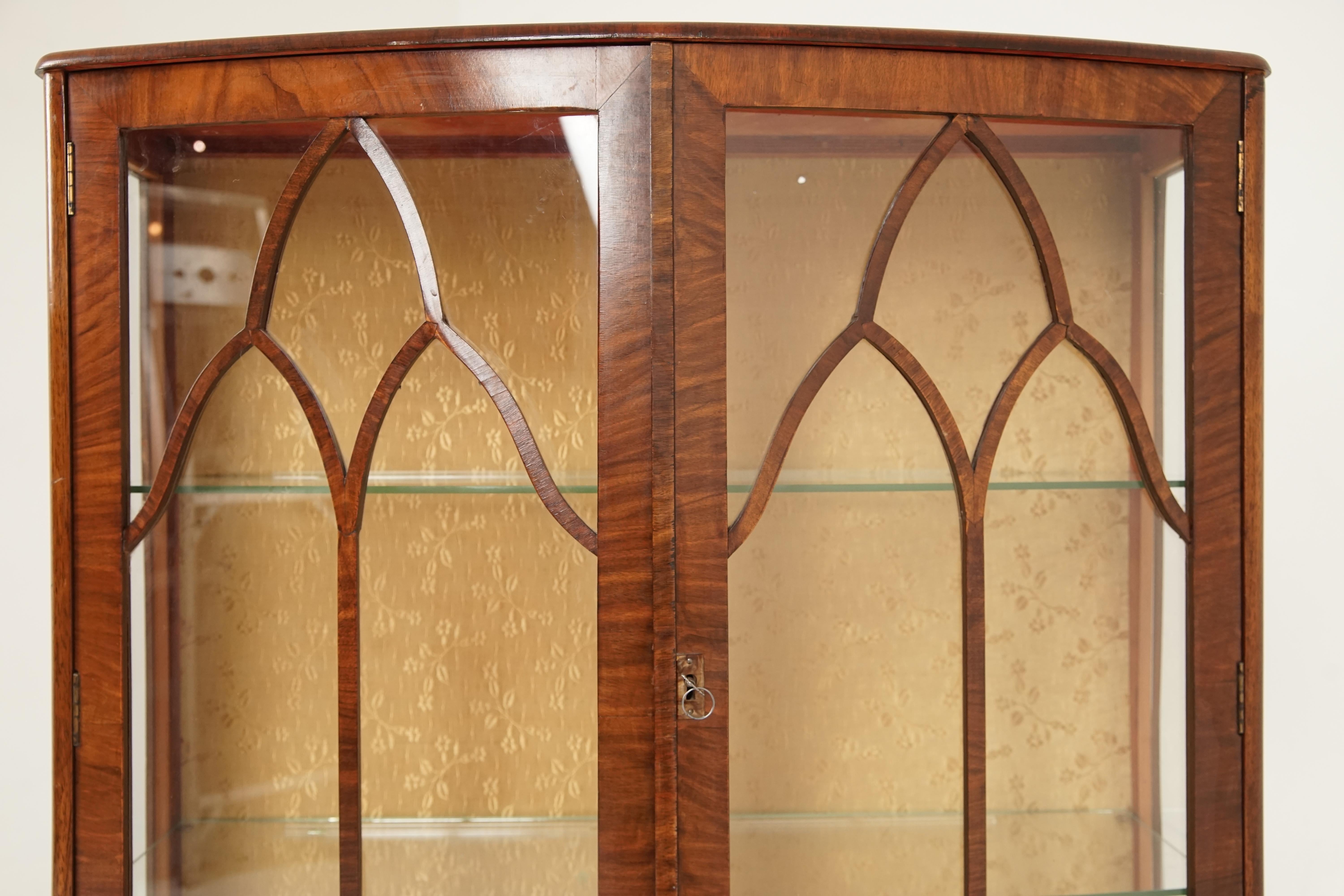 Hand-Crafted Antique Art Deco Bow Front China, Display Cabinet, Scotland 1930, B2735