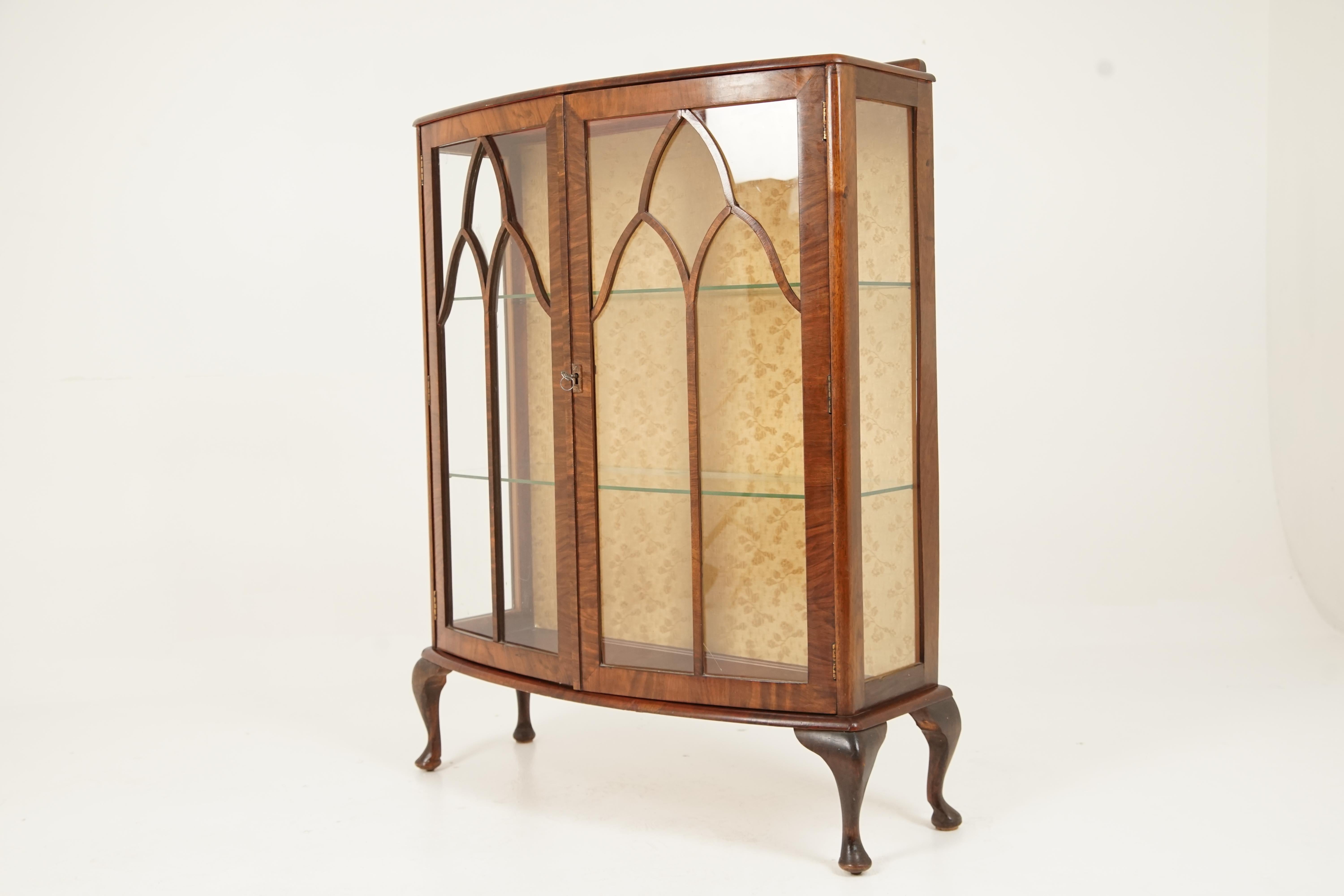 Mid-20th Century Antique Art Deco Bow Front China, Display Cabinet, Scotland 1930, B2735