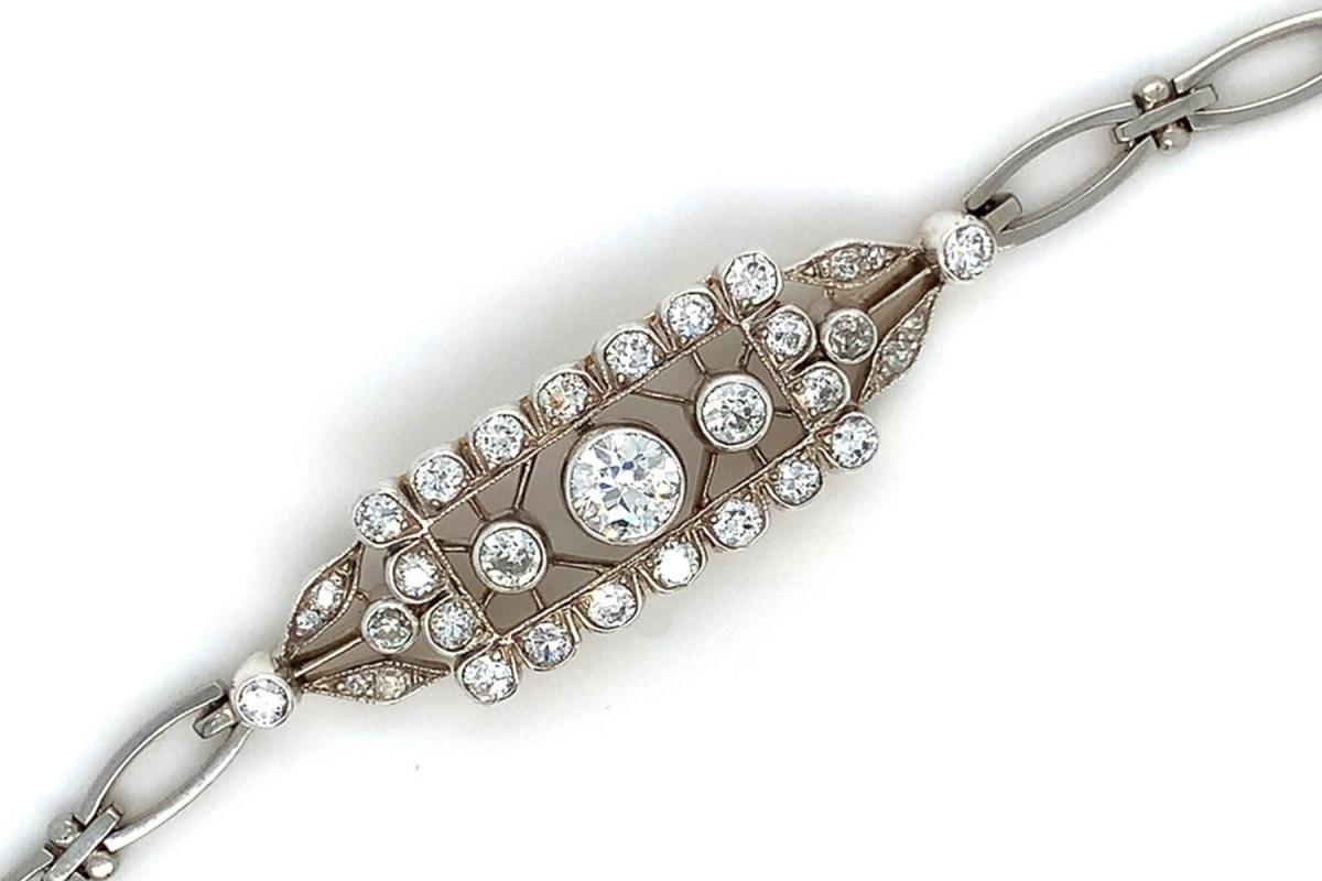 Antique Art Deco bracelet with 3.00 ct diamonds, circa 1930s Unisexe en vente