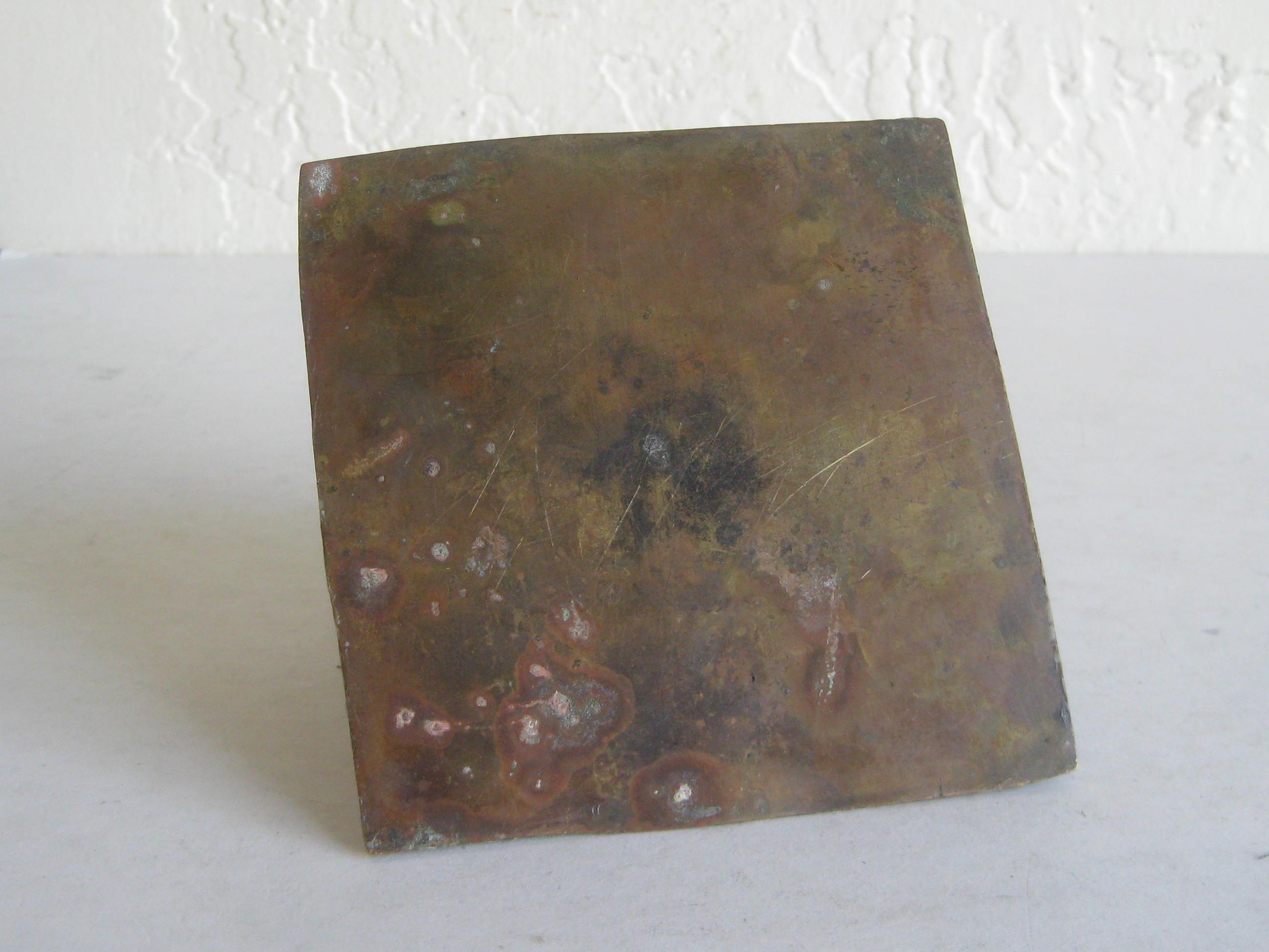 Antique Art Deco Brass & Copper Egyptian Revival Pyramid Desk Statue Paperweight 5
