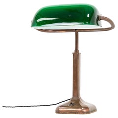 Antike Art-Déco-Schreibtischlampe aus Messing und Kupfer im Militärstil, um 1940