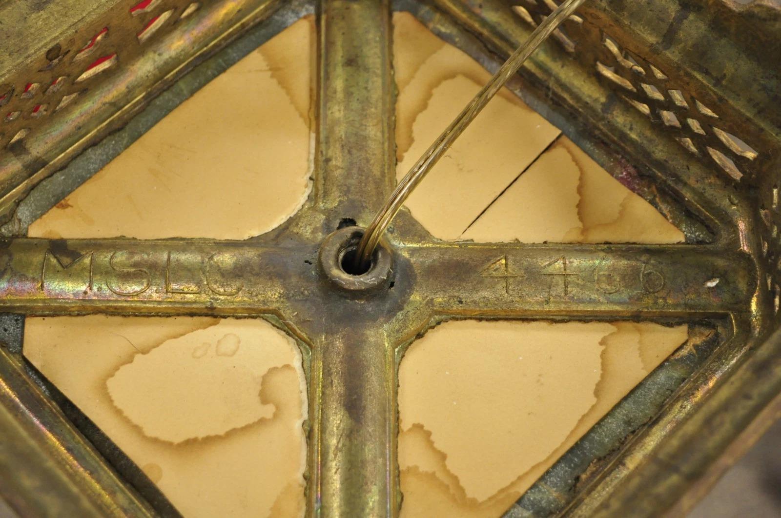 Lampadaire antique Art Deco en laiton & Onyx vert par Mutual Sunset Lamp Co. en vente 5