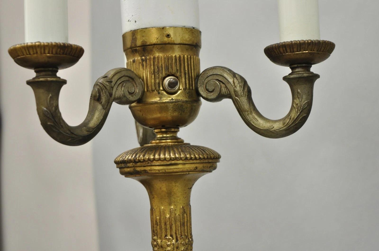 Lampadaire antique Art Deco en laiton & Onyx vert par Mutual Sunset Lamp Co. en vente 6