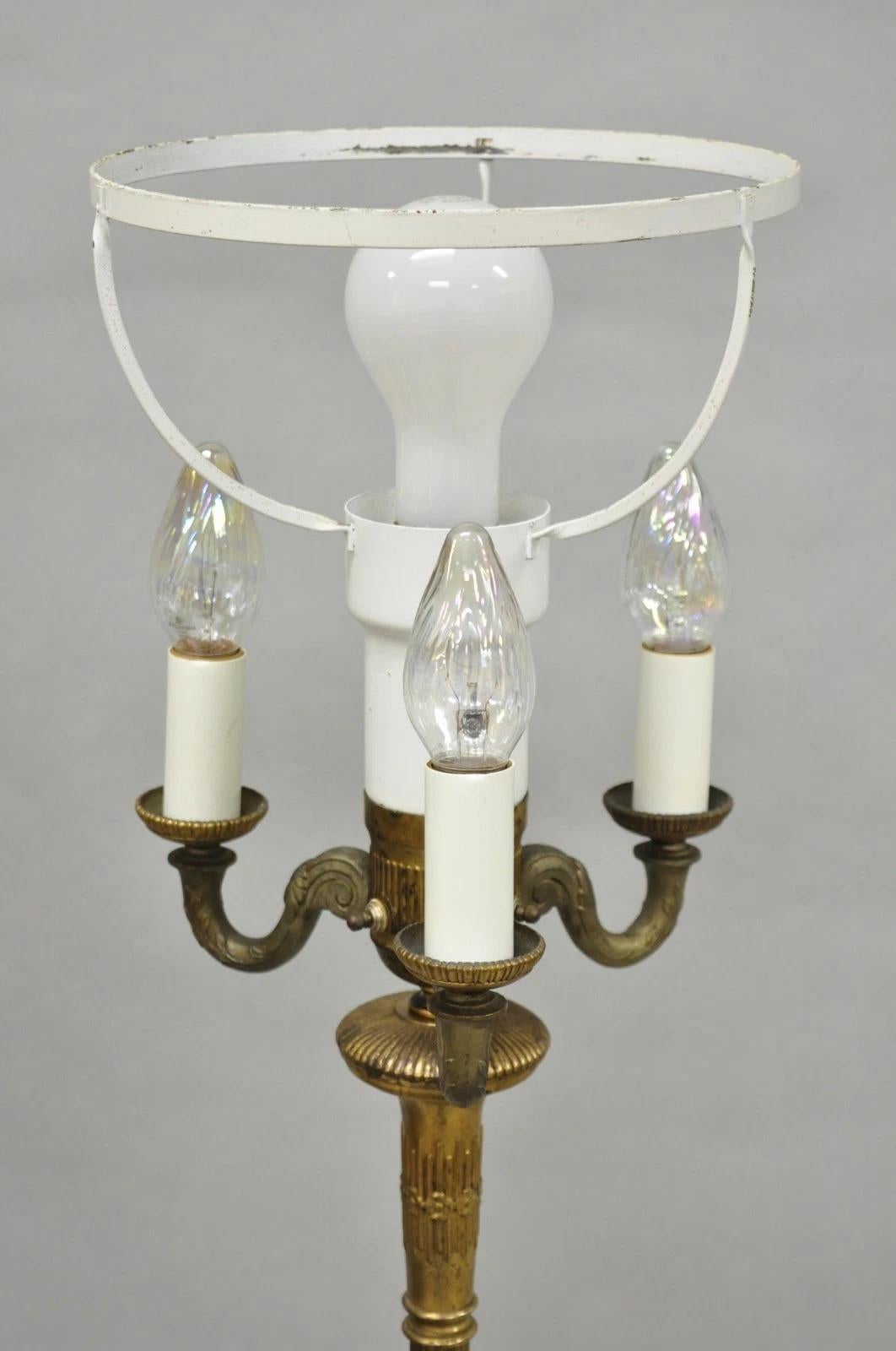 Lampadaire antique Art Deco en laiton & Onyx vert par Mutual Sunset Lamp Co. Bon état - En vente à Philadelphia, PA