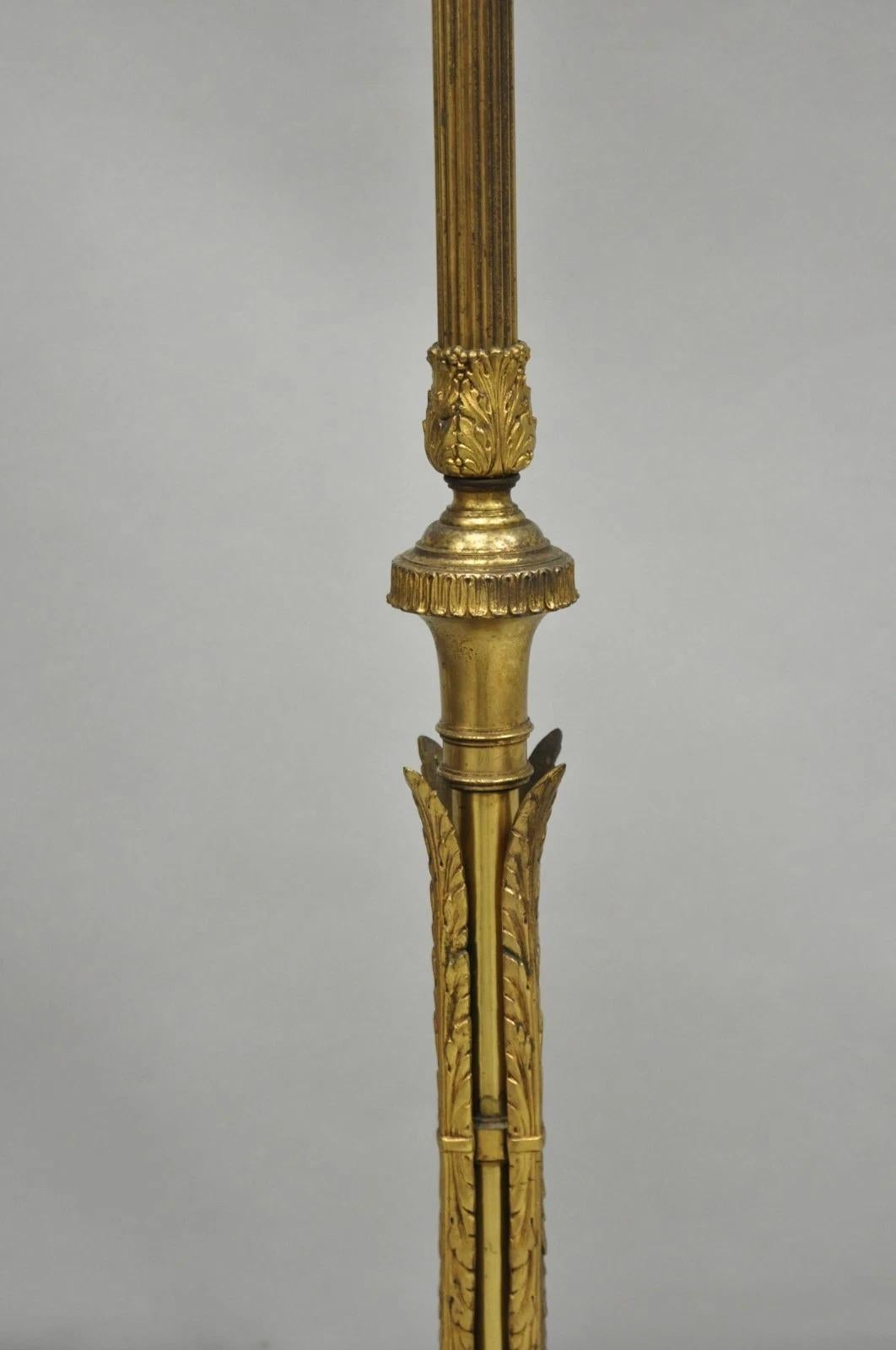 Lampadaire antique Art Deco en laiton & Onyx vert par Mutual Sunset Lamp Co. en vente 2