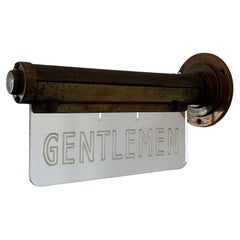 Antique Art Deco Brass Illuminated Advertising Cinema Gentlemen Flambosign Sign