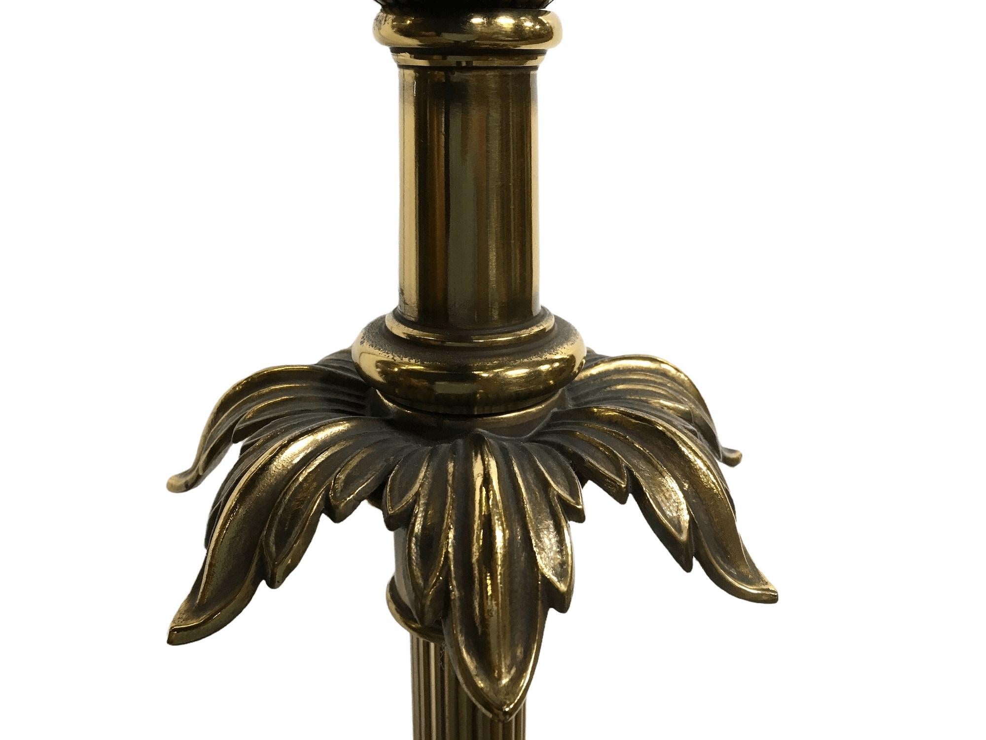 Antique Art Deco Brass Uplight Torchiere Floor Lamp In Excellent Condition In Van Nuys, CA