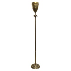 Antique Art Deco Brass Uplight Torchiere Floor Lamp