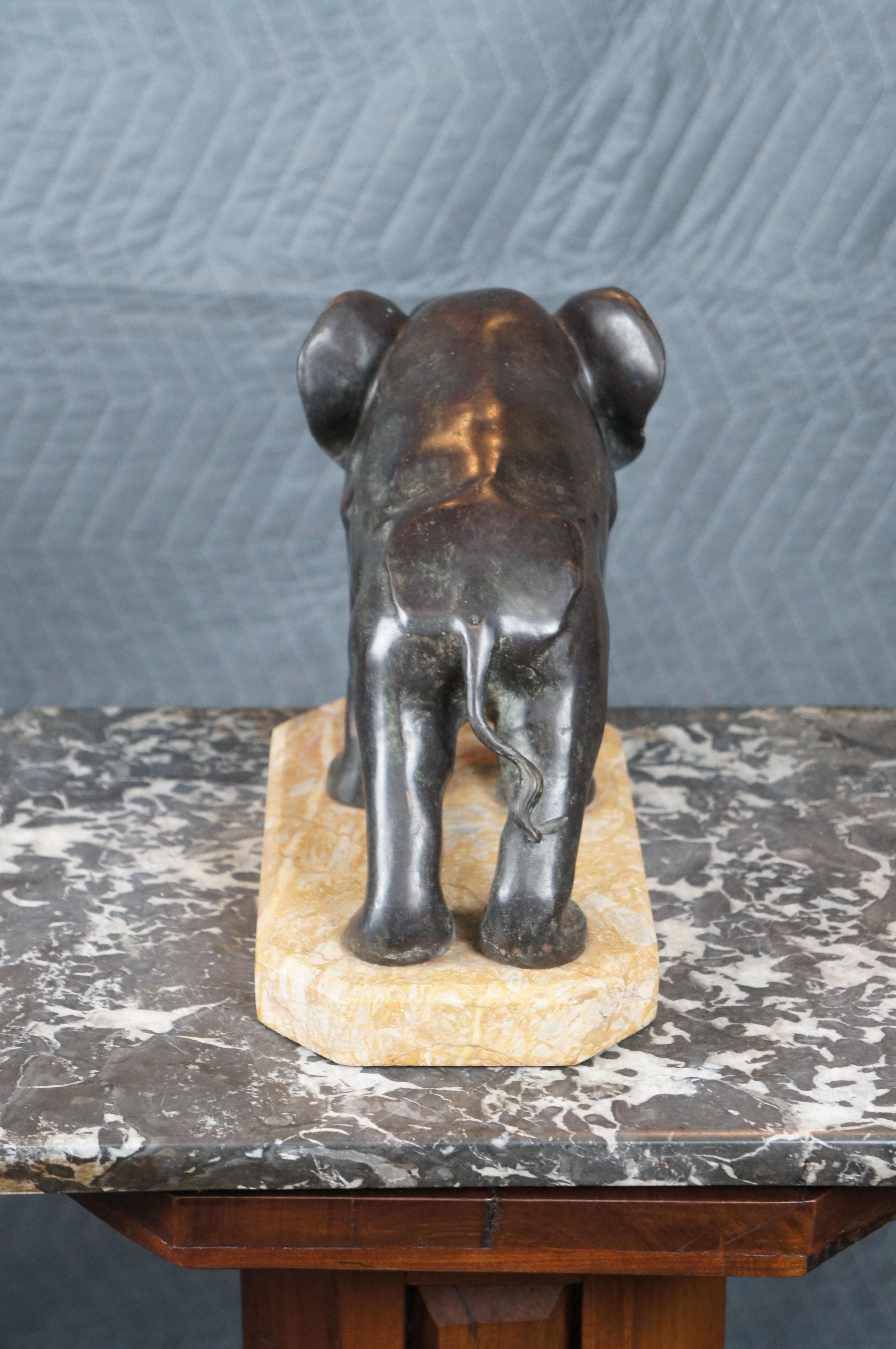 Early 20th Century Antique Art Deco Bronze Elephant Bookend Marble Plinth Sculpture Statue 11
