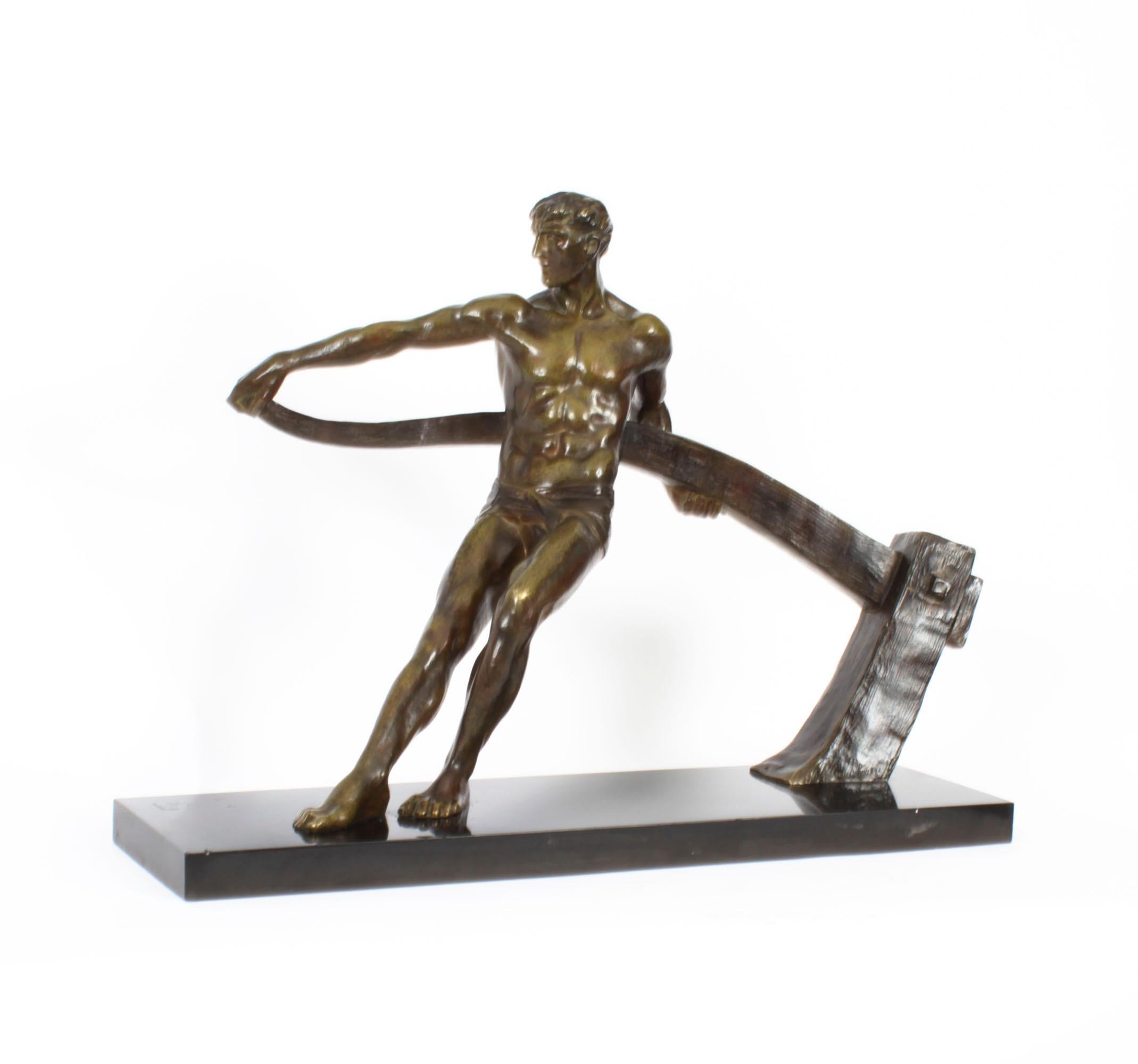 Antique Art Deco Bronze Figure of a Riverman by Maurice Guiraud-Rivière 1920s For Sale 5