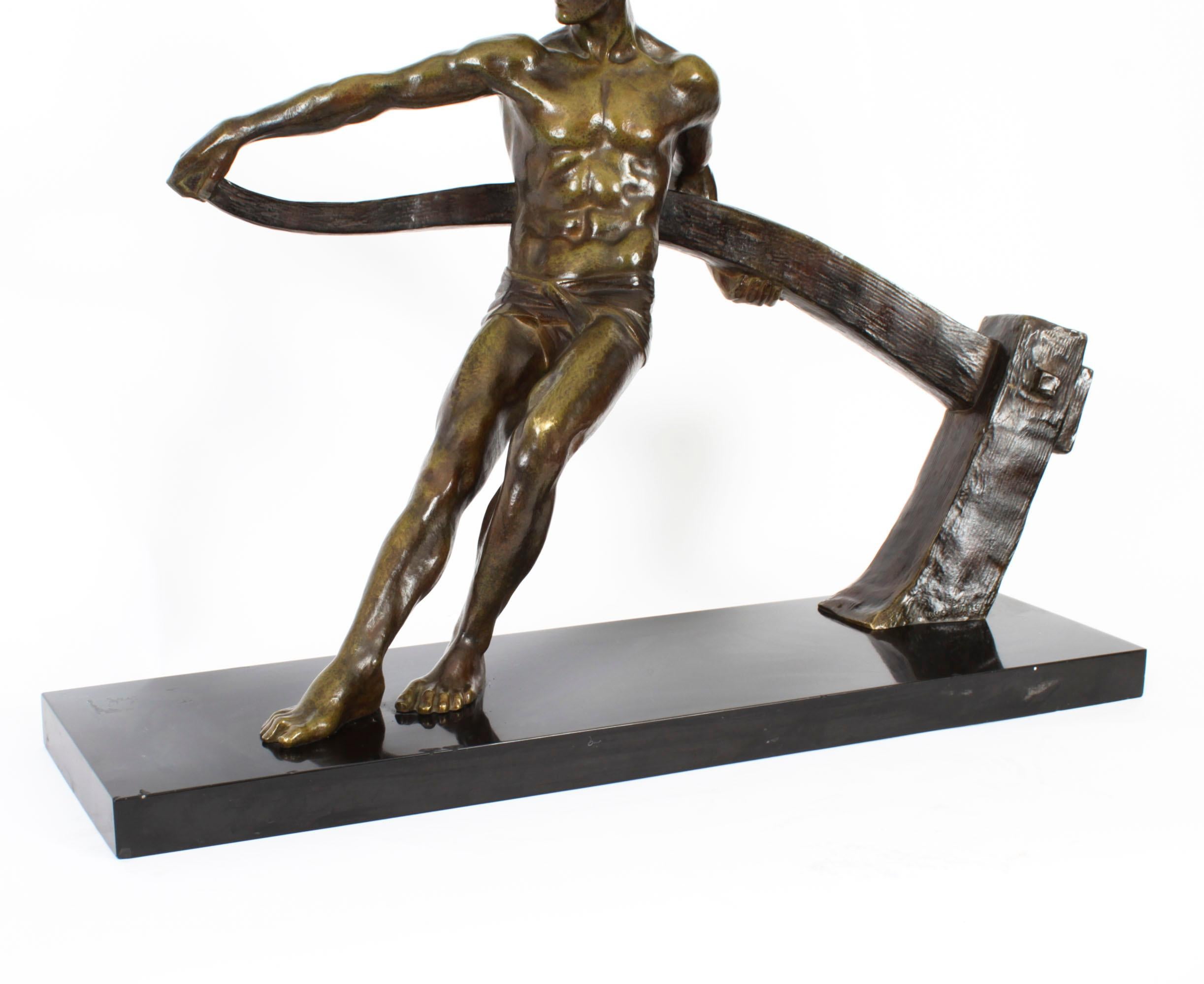 Antique Art Deco Bronze Figure of a Riverman by Maurice Guiraud-Rivière 1920s In Good Condition For Sale In London, GB
