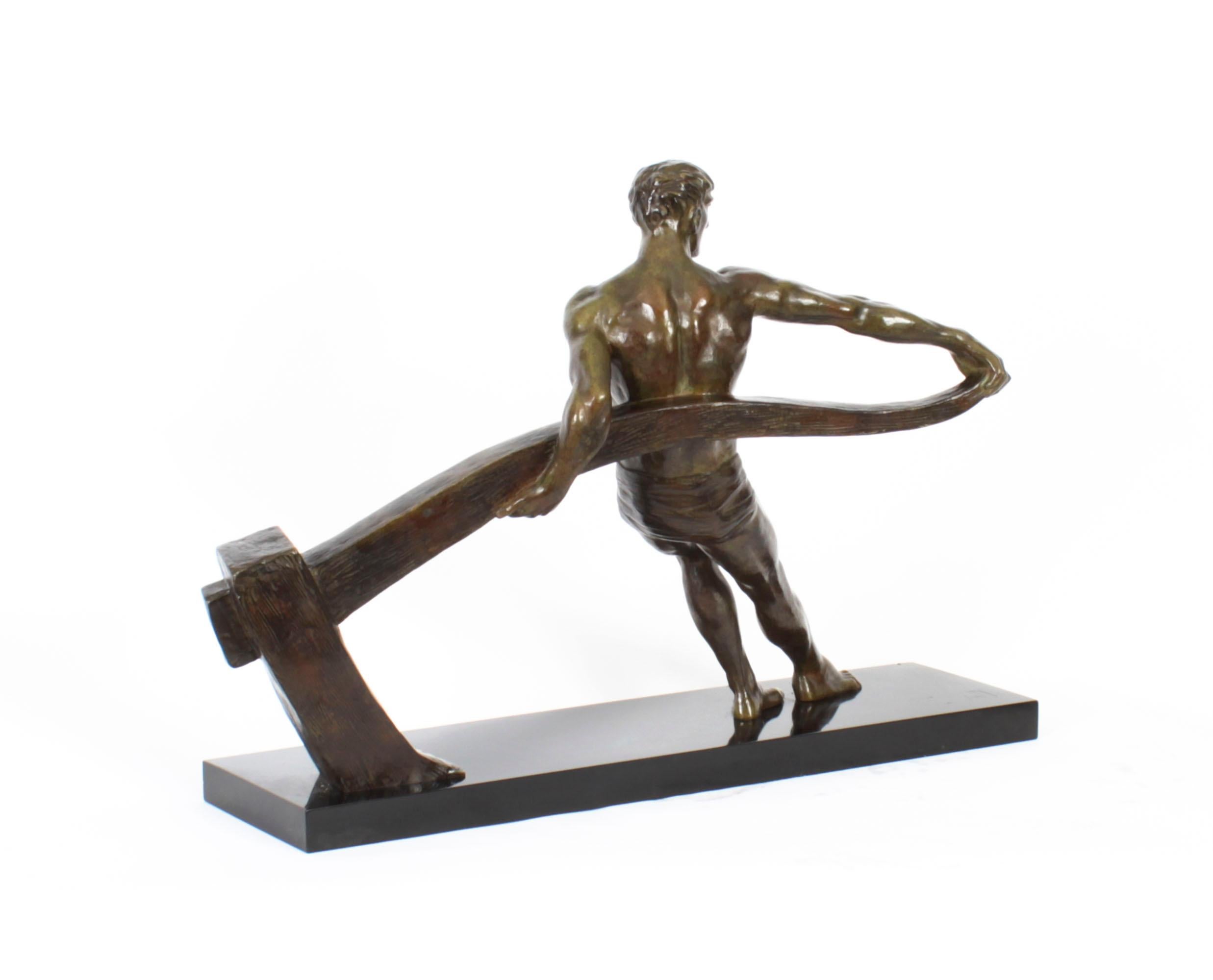 Antique Art Deco Bronze Figure of a Riverman by Maurice Guiraud-Rivière 1920s For Sale 2