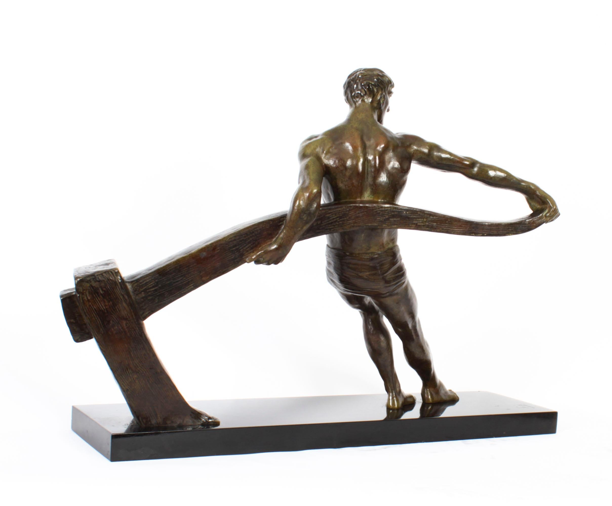 Antique Art Deco Bronze Figure of a Riverman by Maurice Guiraud-Rivière 1920s For Sale 4
