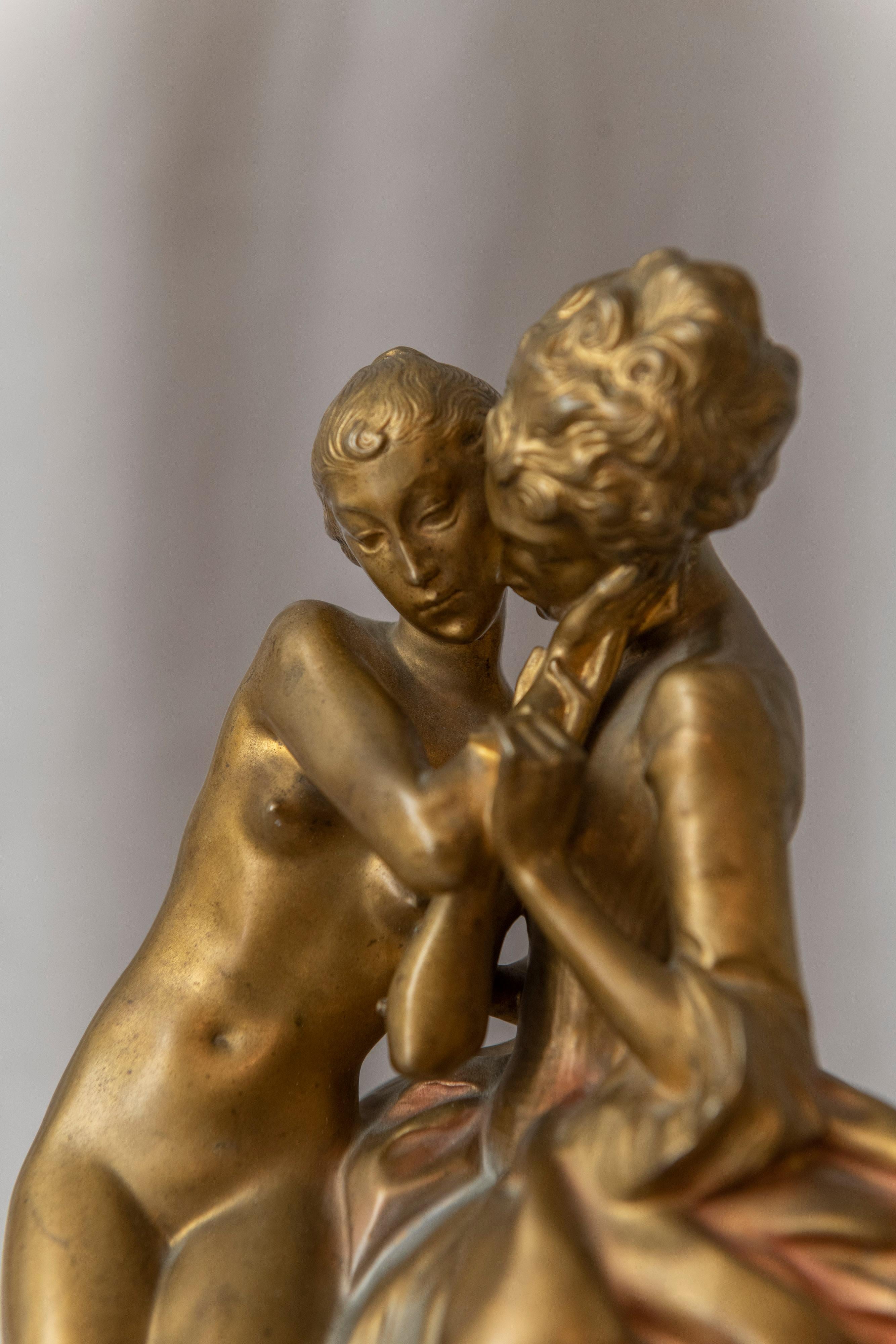 Antike Art-Déco-Bronze Lesbian Art LGBTQ Heinrich Karl Scholz Österreich 1919 (Art déco) im Angebot