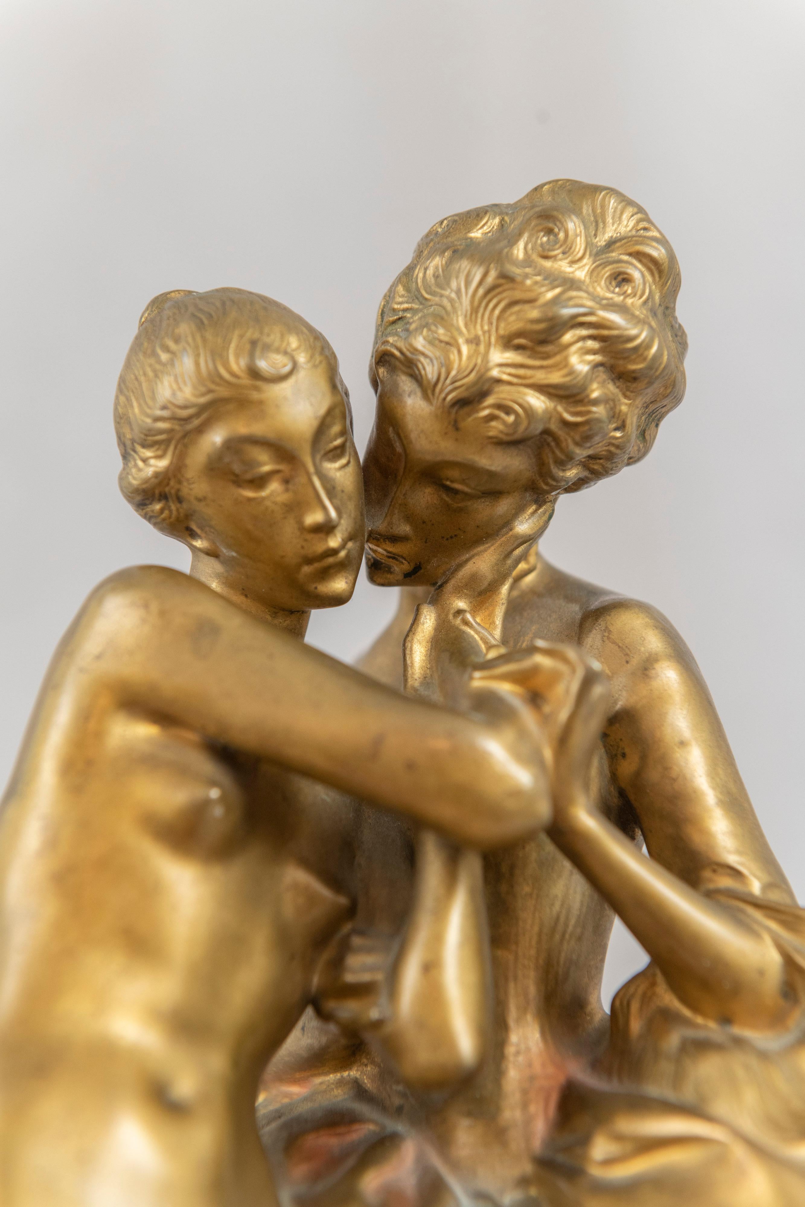 Antique Art Deco Bronze Lesbian Art LGBTQ Heinrich Karl Scholz Austrian 1919 In Good Condition For Sale In Petaluma, CA