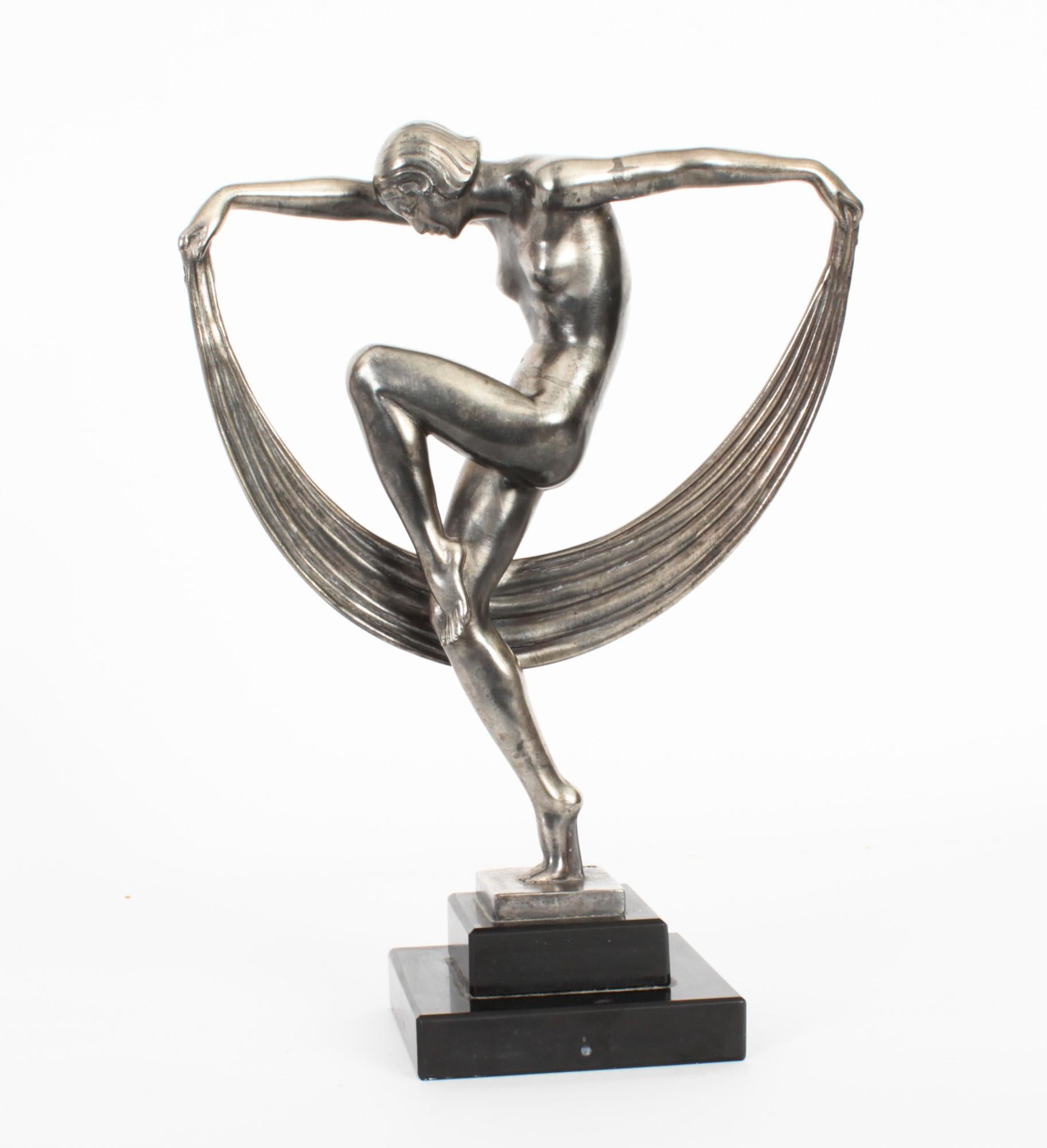 Antique Art Deco Bronze Sculpture of a Dancer Max le Verrier Paris 1930s 7
