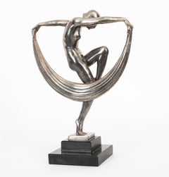 Antique Art Deco Bronze Sculpture of a Dancer Max le Verrier Paris 1930s