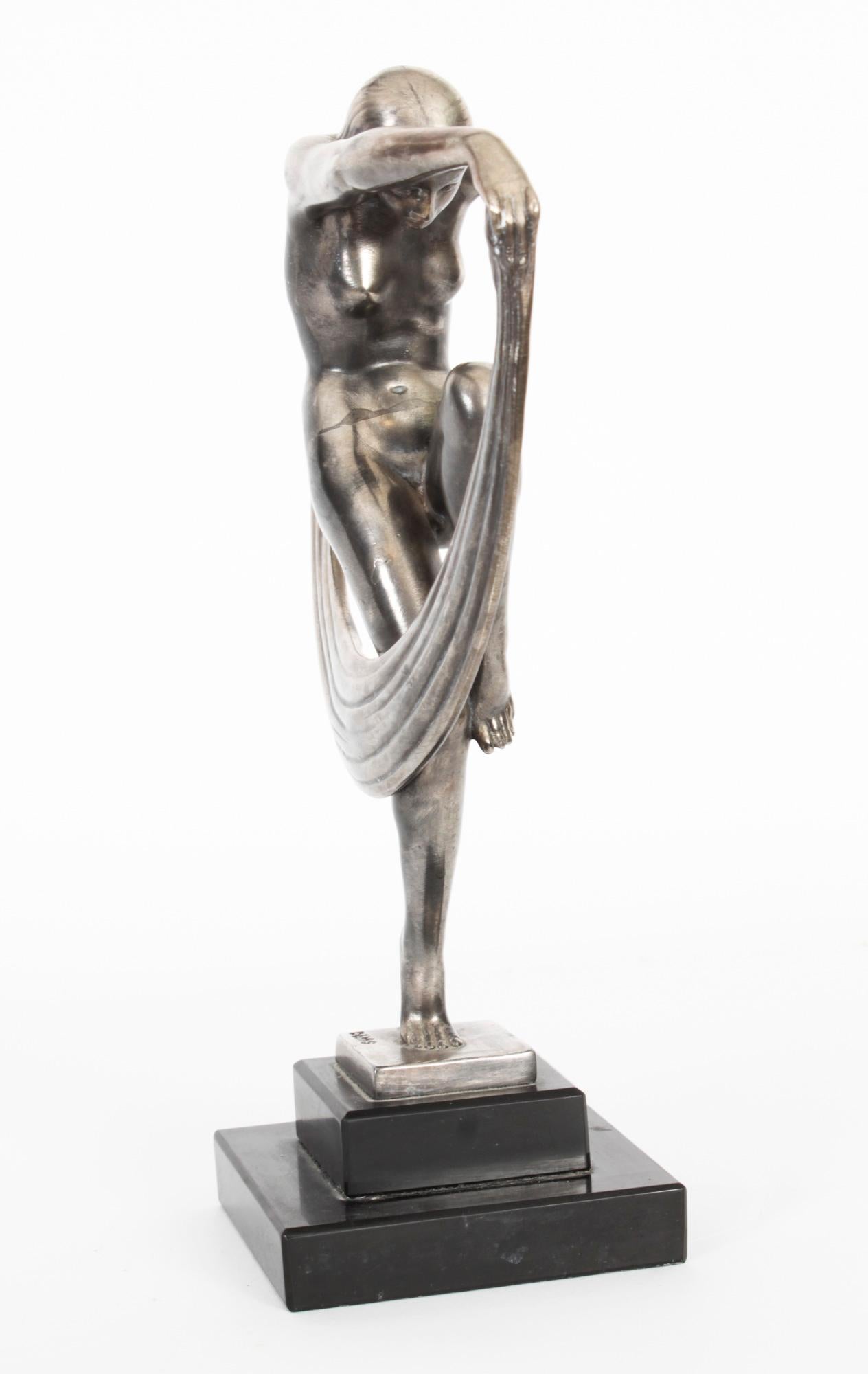 Milieu du XXe siècle Sculpture ancienne en bronze Art Déco d'une danseuse Max le Verrier, Paris, années 1930