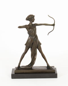 Antique Art Deco Bronze Sculpture of Diana by Pierre La Faguays Paris 20th C