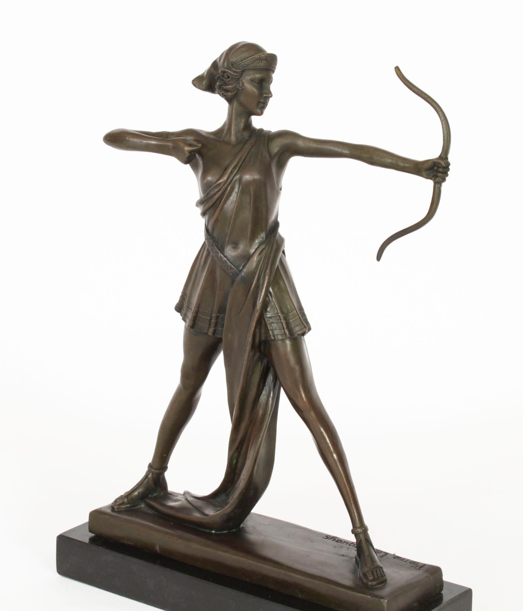 Antique Art Deco Bronze Sculpture of Diana by Pierre La Faguays Paris 20th C In Good Condition In London, GB