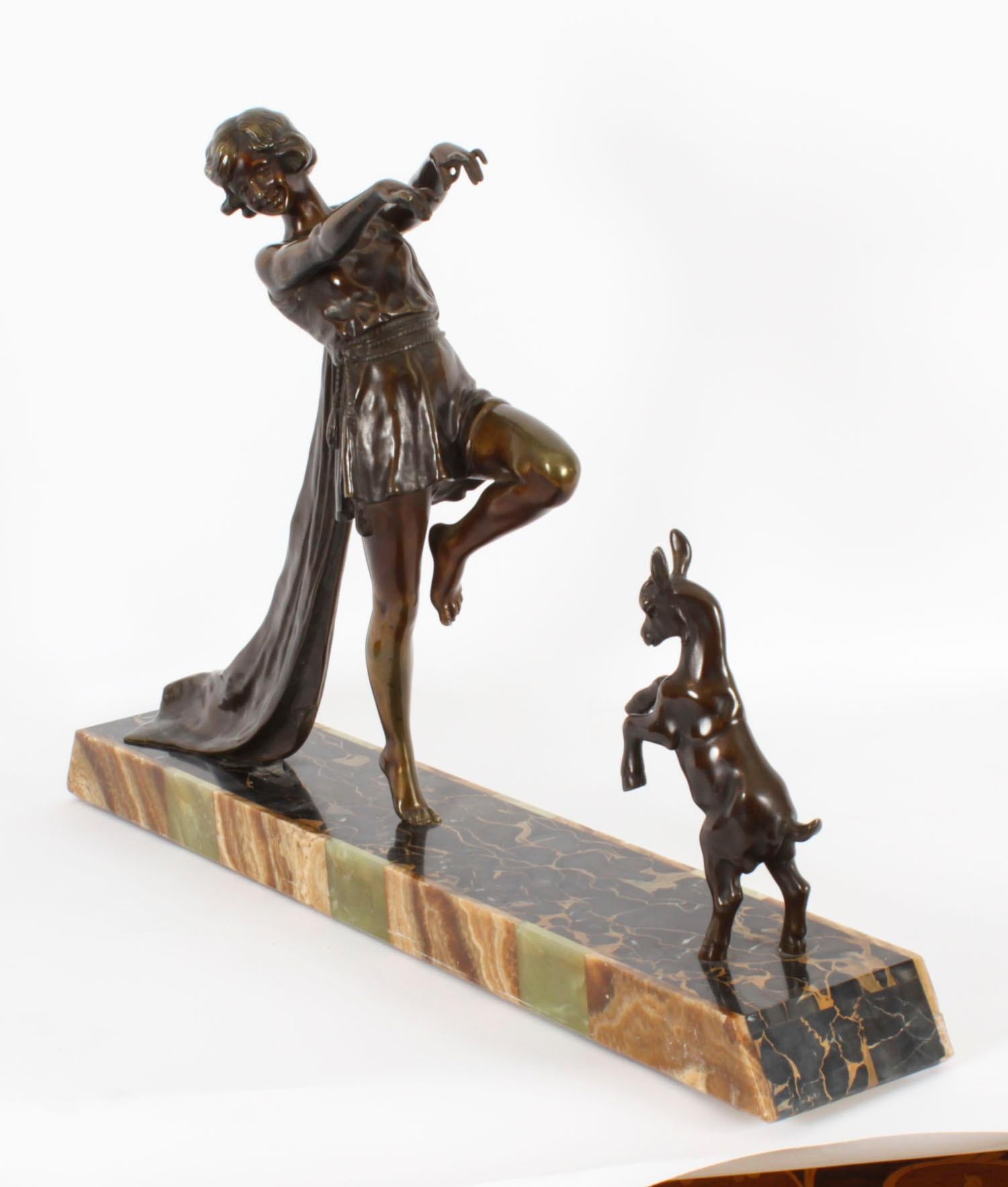 Antique Art Deco Bronze Toga Dancer by Emile Carlier 20th Century 5