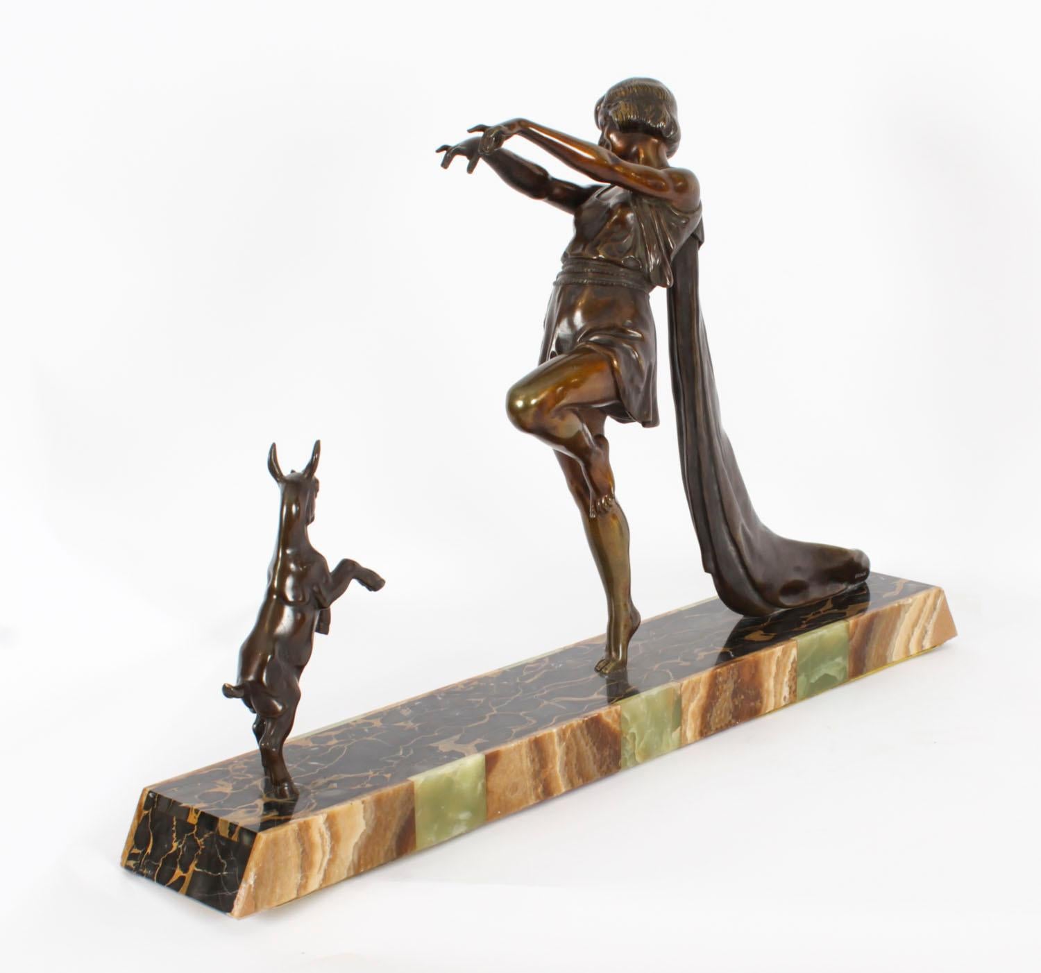 Antique Art Deco Bronze Toga Dancer by Emile Carlier 20th Century 6
