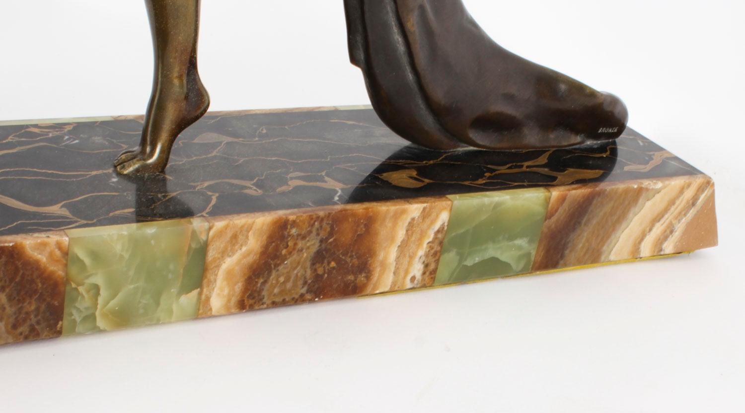 Danseuse Art Déco ancienne en bronze Toga d'Emile Carlier 20ème siècle 4