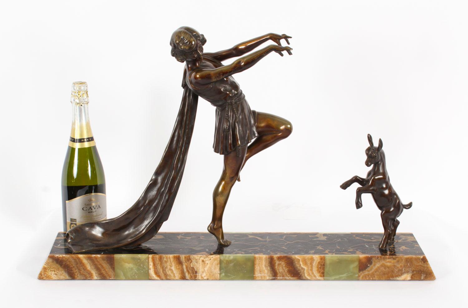 Antique Art Deco Bronze Toga Dancer by Emile Carlier 20th Century 10
