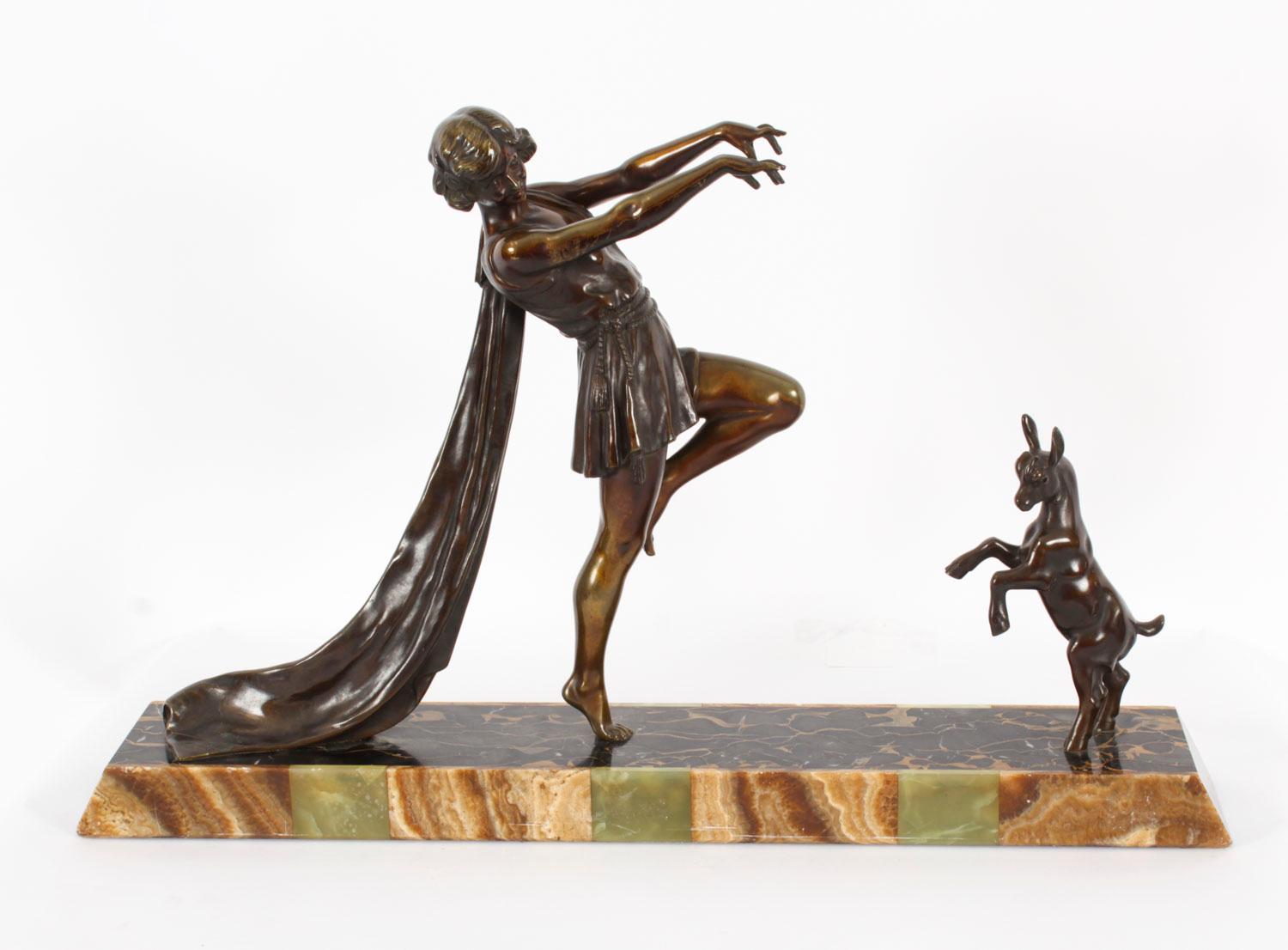 Antique Art Deco Bronze Toga Dancer by Emile Carlier 20th Century 13