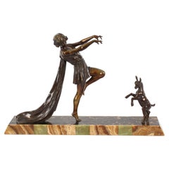 Antique Art Deco Bronze Toga Dancer by Emile Carlier 20th Century