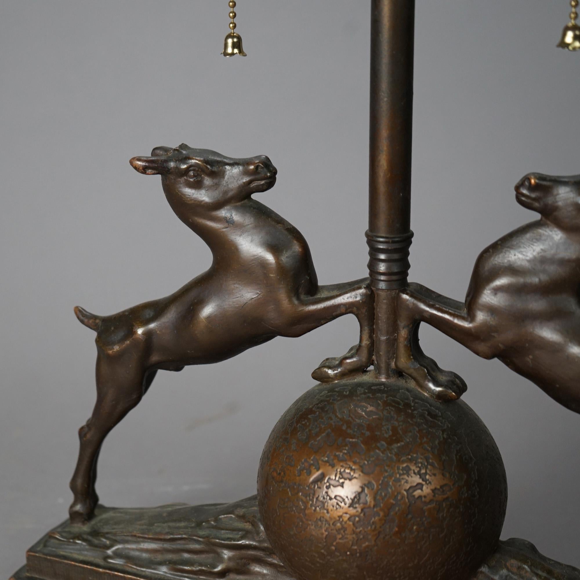 20th Century Antique Art Deco Bronzed Metal Figural Table Lamp circa 1920