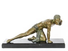 Art Deco Bronzed Sculpture "Le Guetteur" Jean De Roncourt 1920, 20th Century