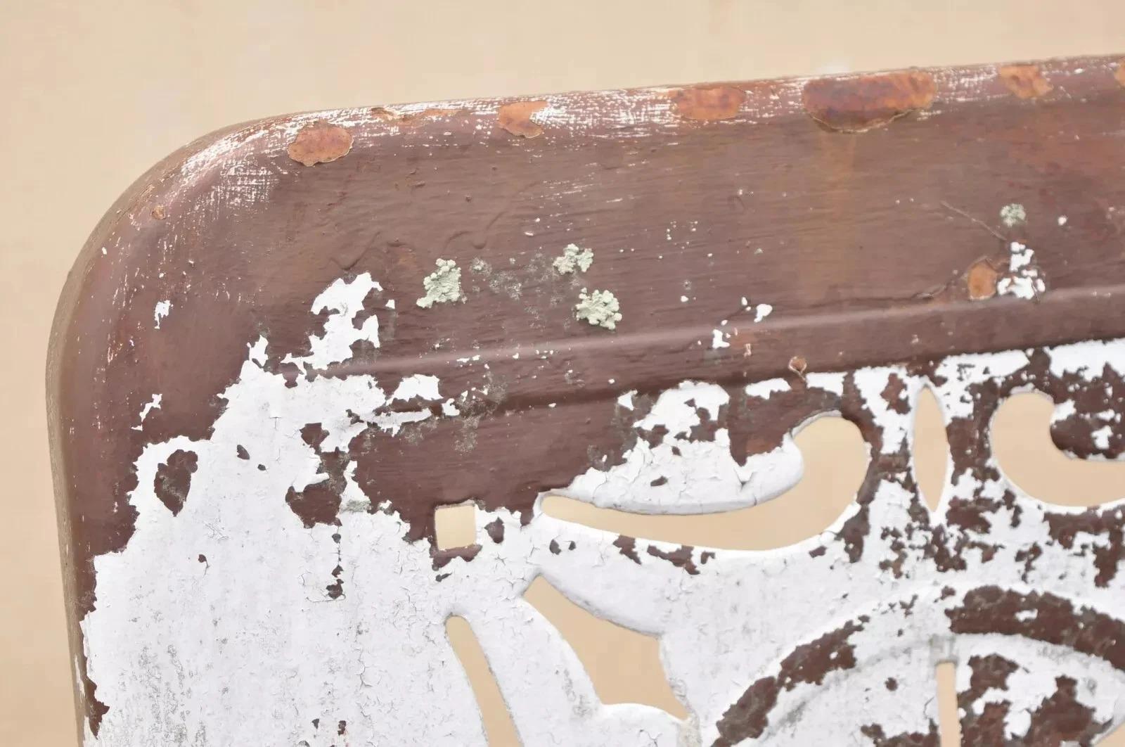 Antique Art Deco Brown Distress Painted Bouncer Patio Porch Lounge Chair For Sale 1
