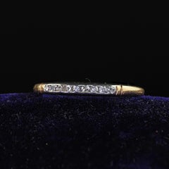 Antique Art Deco Bucherer 14K/18K Yellow Gold Single Cut Diamond Half Band