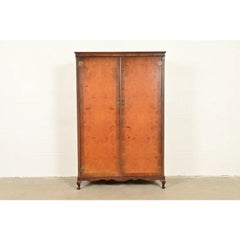 Antique Art Deco Burl Wood Armoire Dresser or Gentleman's Chest, Circa 1930s