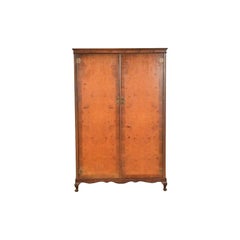 Antique Art Deco Burl Wood Armoire Dresser or Gentleman's Chest, Circa 1930s