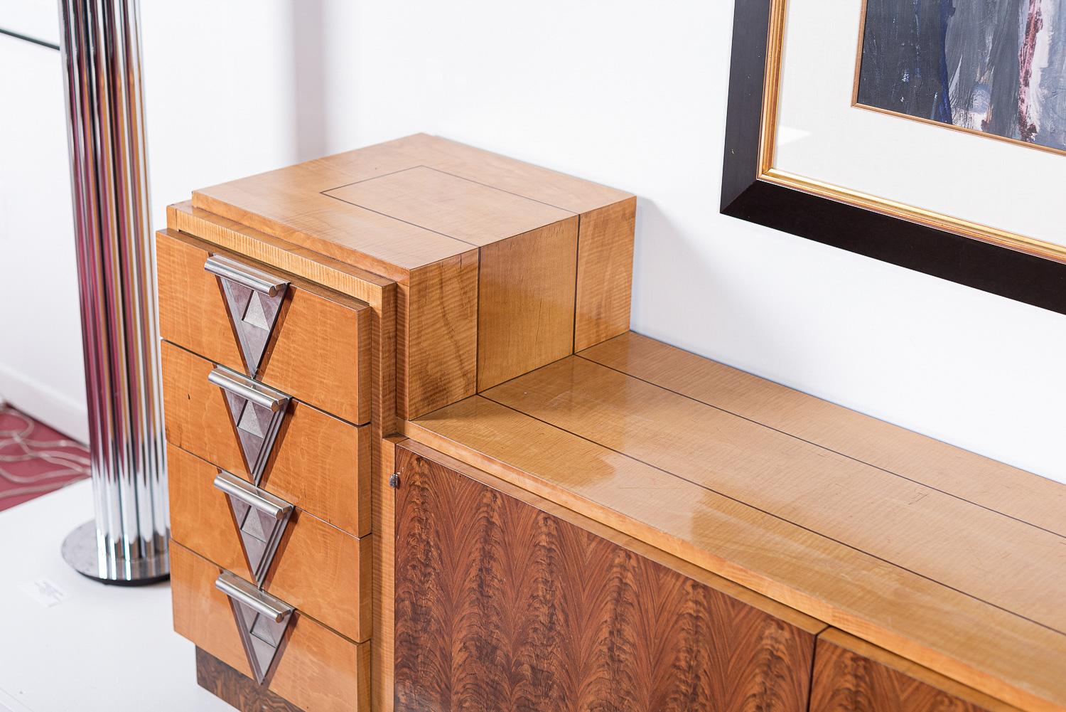 Antique Art Deco Burl Wood Credenza Sideboard or Bar Cabinet 5