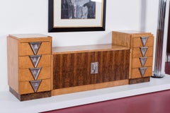 Antike Art Deco Wurzelholz Credenza Sideboard oder Bar Kabinett