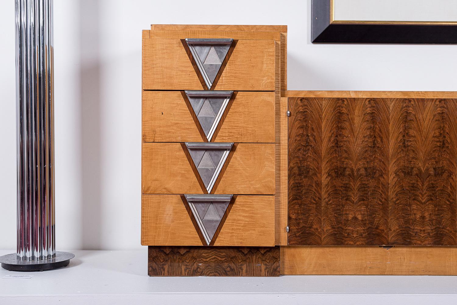 Antique Art Deco Burl Wood Credenza Sideboard or Bar Cabinet 1
