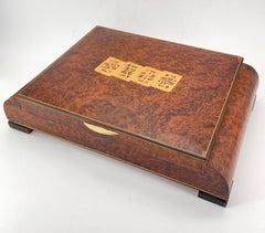 Antique Art Deco Burl Wood Game Jewelry Box