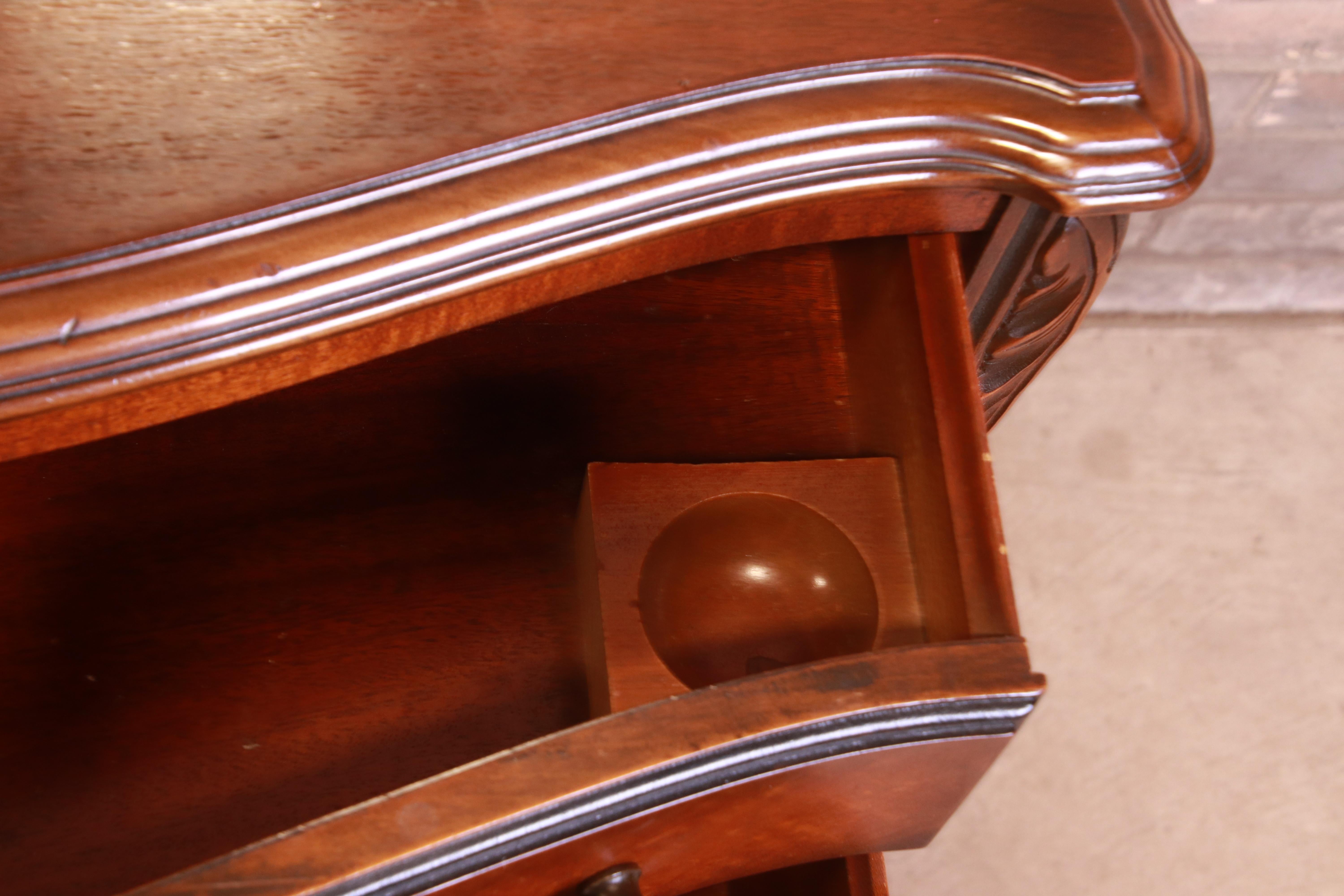 Antique Art Deco Burled Walnut and Inlaid Marquetry Dresser with Mirror, 1920s 7