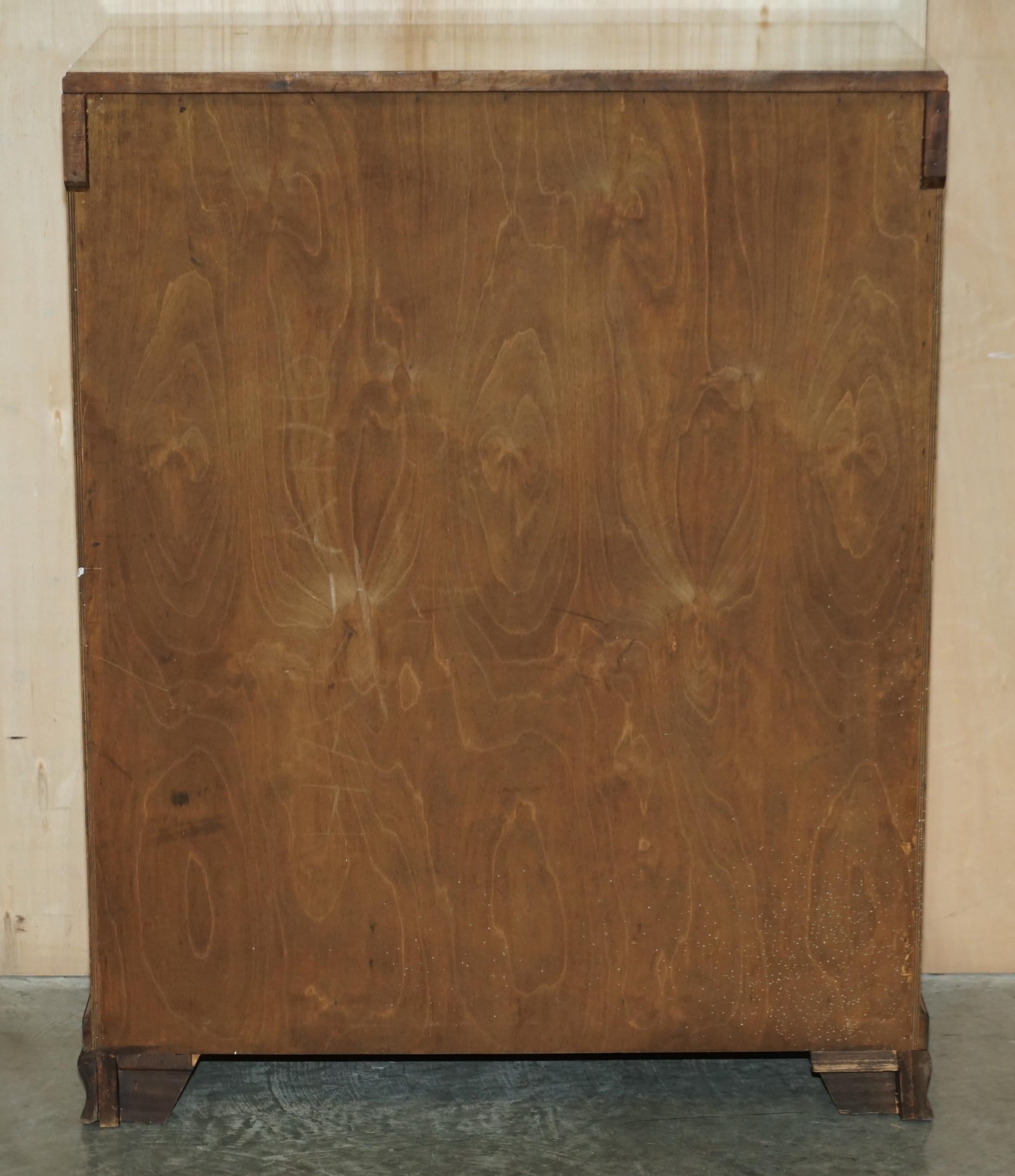 Antique Art Deco Burr Maple Housekeepers Linen Cupboard Chest of Drawers Base For Sale 7