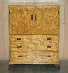 Antique Art Deco Burr Maple Housekeepers Linen Cupboard Chest of Drawers Base