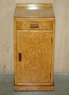 ANTIQUE ART DECO BURR MAPLE SiDE TABLE SIZED BEDSIDE TABLE LAMP WINE CUPBOARD
