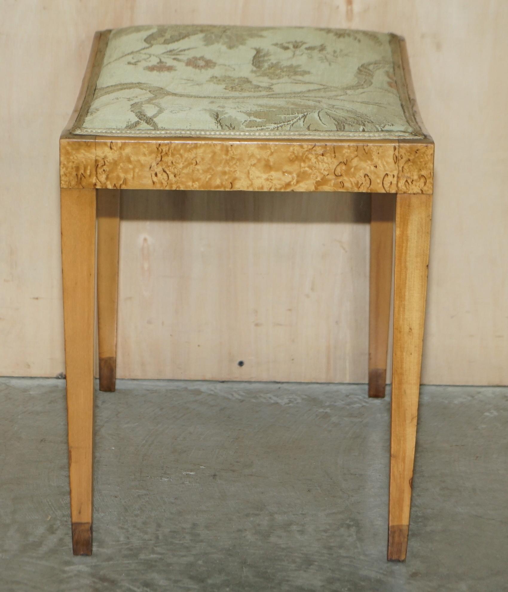 Antique Art Deco Burr Maple Wood Occasional Dressing Table Stool Part of Suite 6