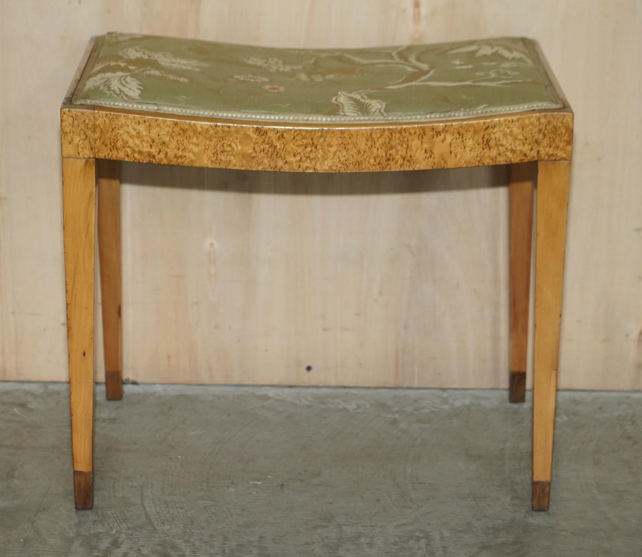 We are delighted to offer for sale this stunning original Art Deco Burr Maple dressing table stool which is part of a large suite

This is part of a suite, in total I have a side chair, dressing table stool, side cupboard, large double wardrobe,